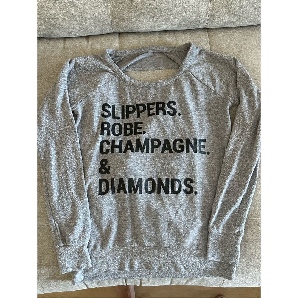 Chaser vintage champagne slippers robe and diamonds crew‎ Womens S Gray Lounge